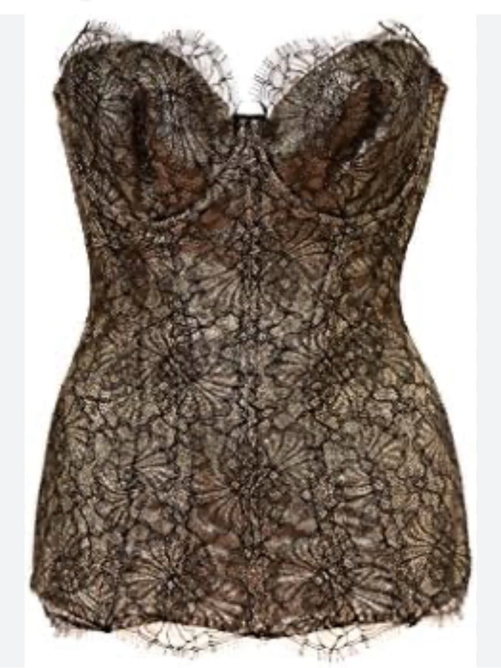 Agent Provocateur Metallic Lace Bustier Top / corset - Black & Silver